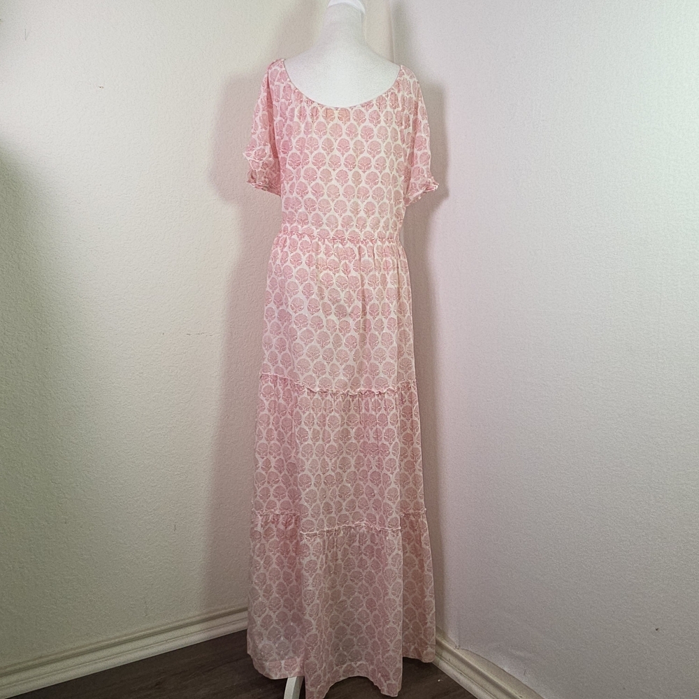Roller Rabbit Pink Block Print Boho Maxi Dress Xx… - image 5